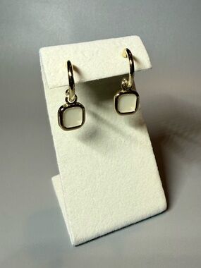 LOFT Gold Hoop Earrings with White Square Drops
